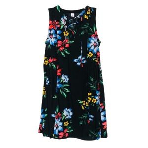 NWT OLD NAVY | Black Hawaiian Tropical Print Dress Sleeveless Floral Print